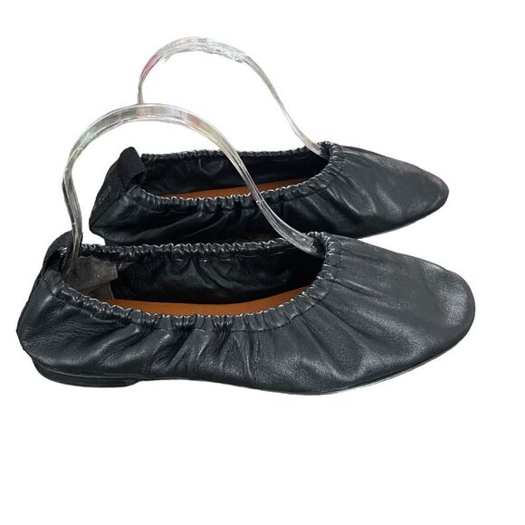 Rag & Bone Elly Black Leather Ballet Flats Ruching Size 39 - Picture 2 of 11